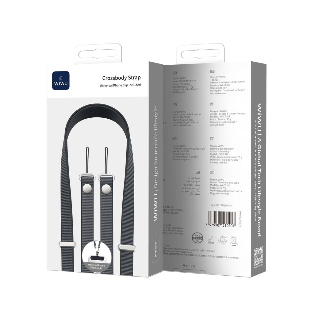 WiWU CS201 Crossbody Phone Strap, Black
