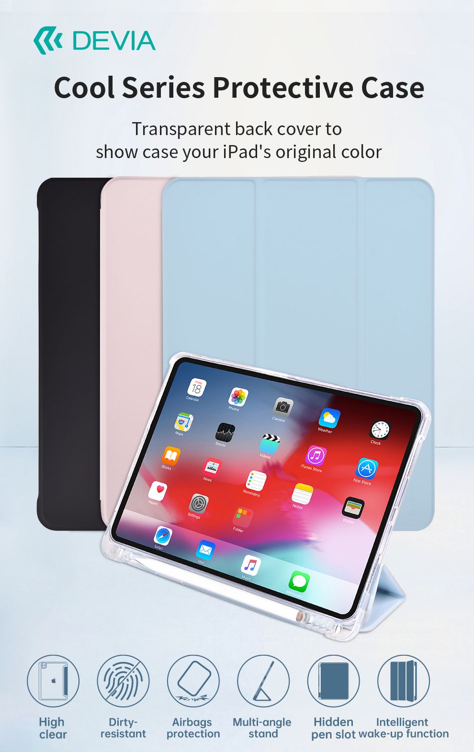 Devia iPad Pro 11 (2024) Cool Series Protective Case, Blue