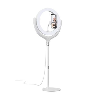 Devia Live Streaming Desktop Stand with LED Ring Light, White (8", 40cm)