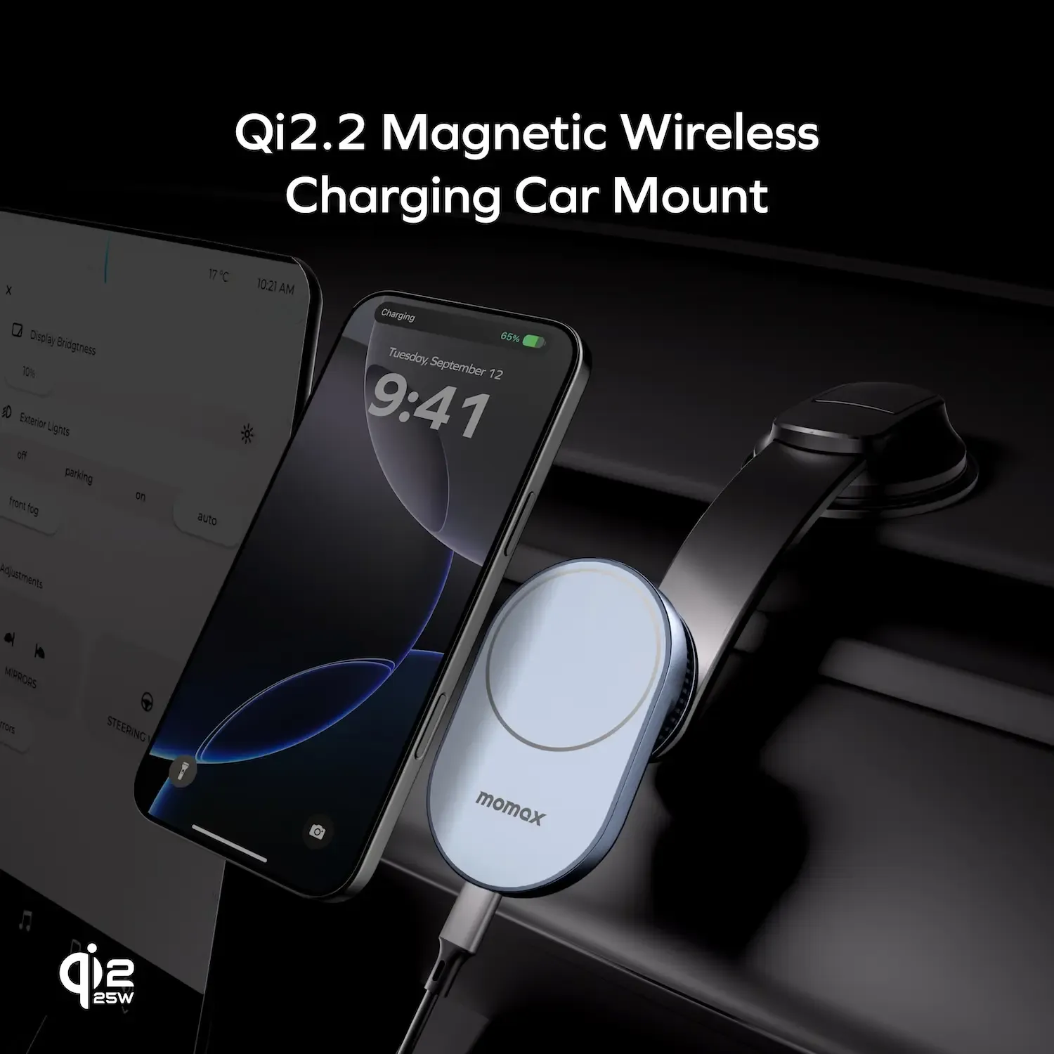 Momax CM38Q22E 1-Move Magnetic Wireless Charging Car Mont