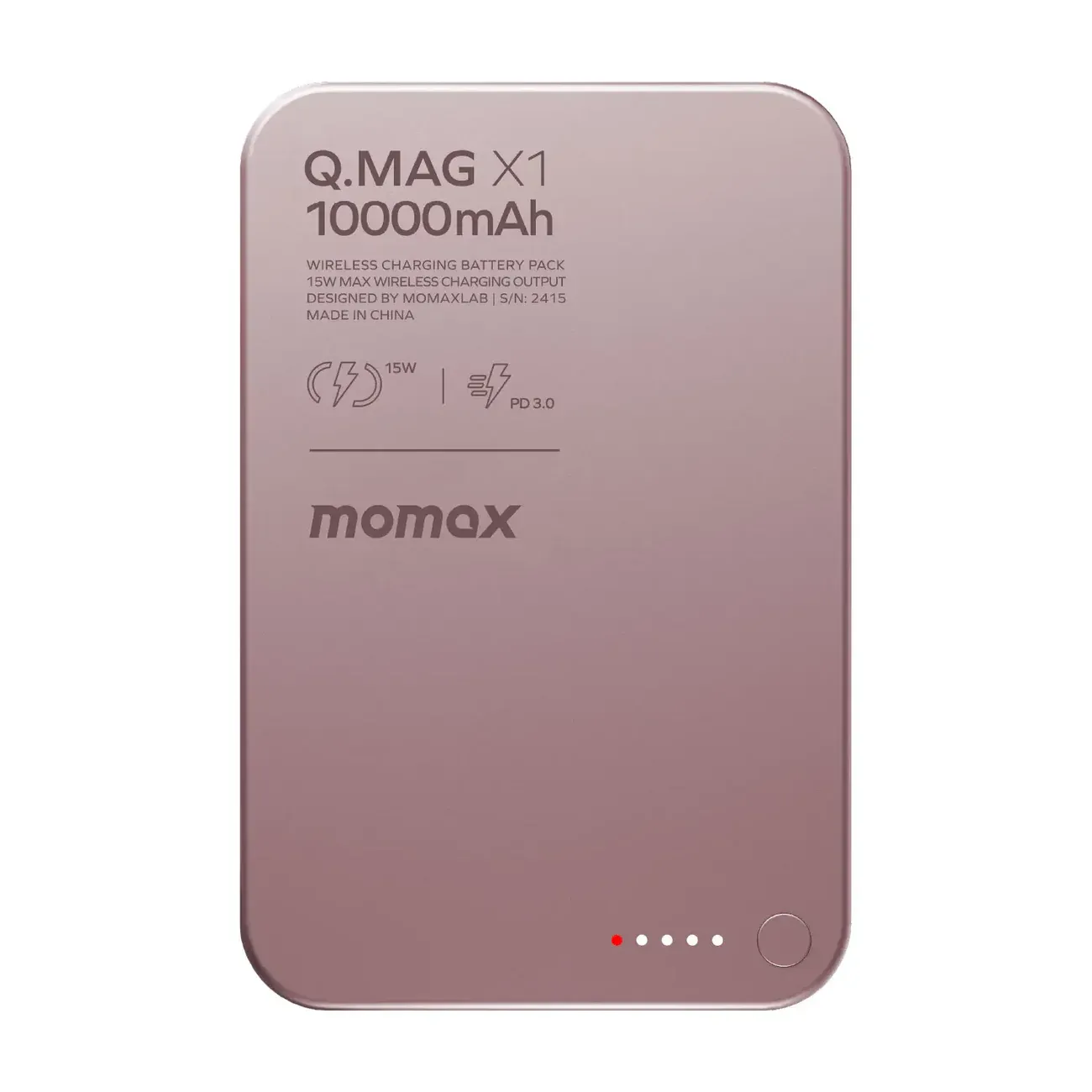 Momax Ultra Slim Magnetic Wireless Power Bank 10000mAh, Pink