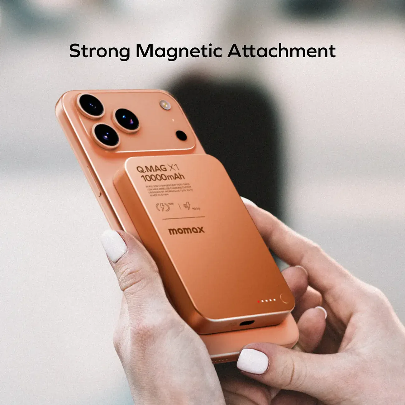 Momax Ultra Slim Magnetic Wireless Power Bank 10000mAh, Orange