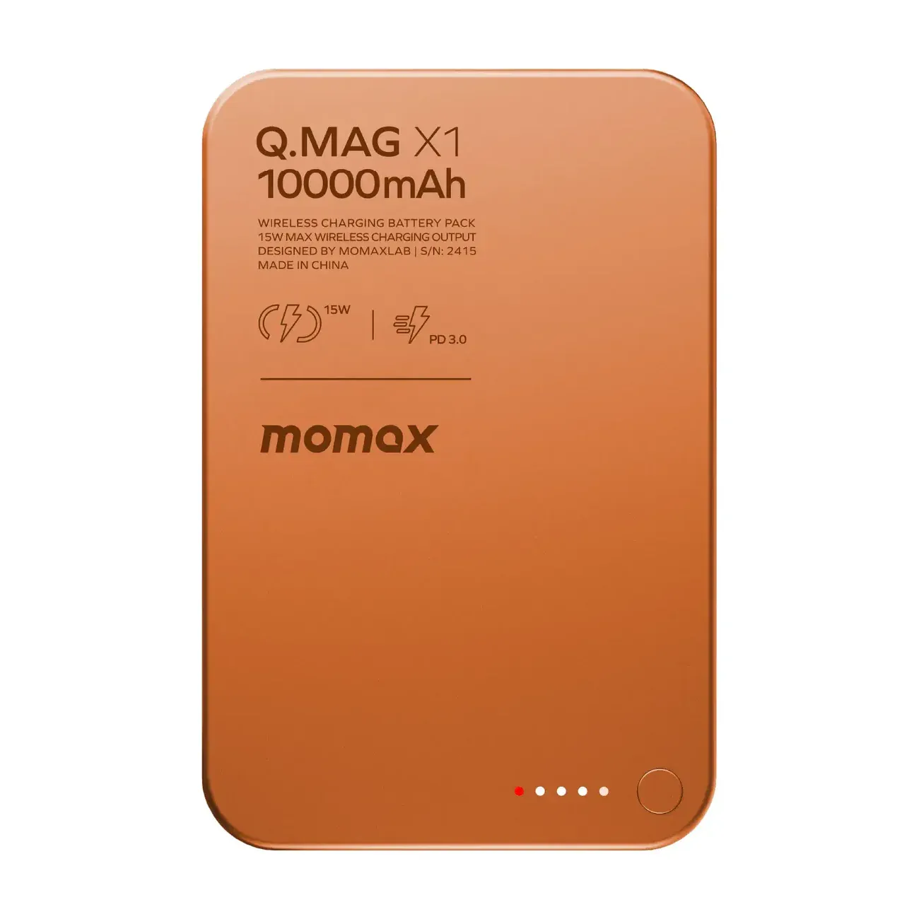 Momax Ultra Slim Magnetic Wireless Power Bank 10000mAh, Orange