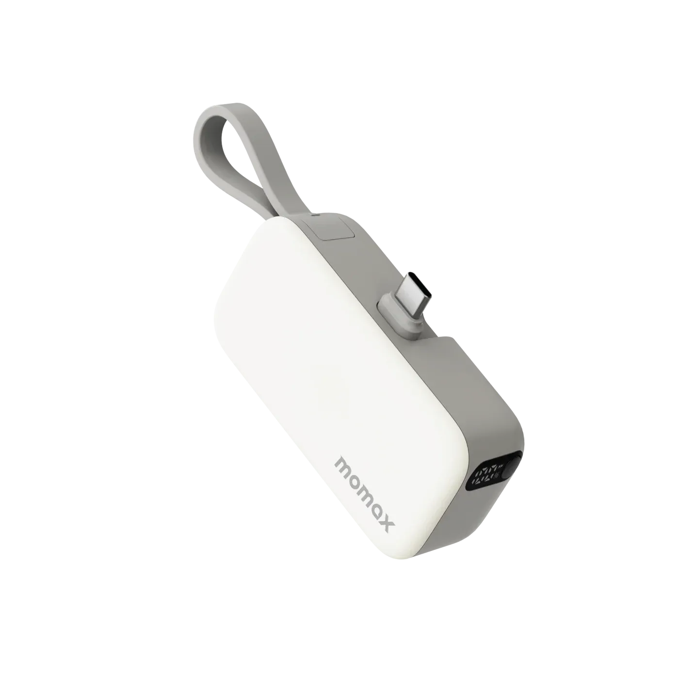 Momax 3-in-1 Mini Power Bank with USB-C Plug 5000mAh, Gray