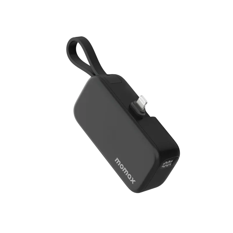 Momax 3-in-1 Mini Power Bank with USB-C Plug 5000mAh, Black