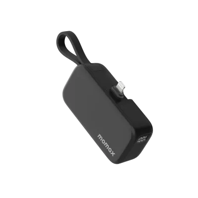 Momax 3-in-1 Mini Power Bank with USB-C Plug 5000mAh, Black