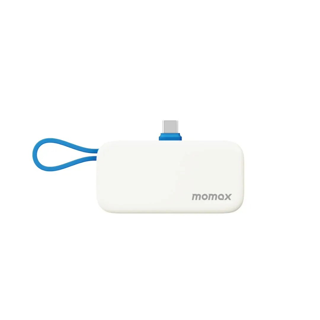 Momax 3-in-1 Mini Power Bank with USB-C Plug 5000mAh, Blue