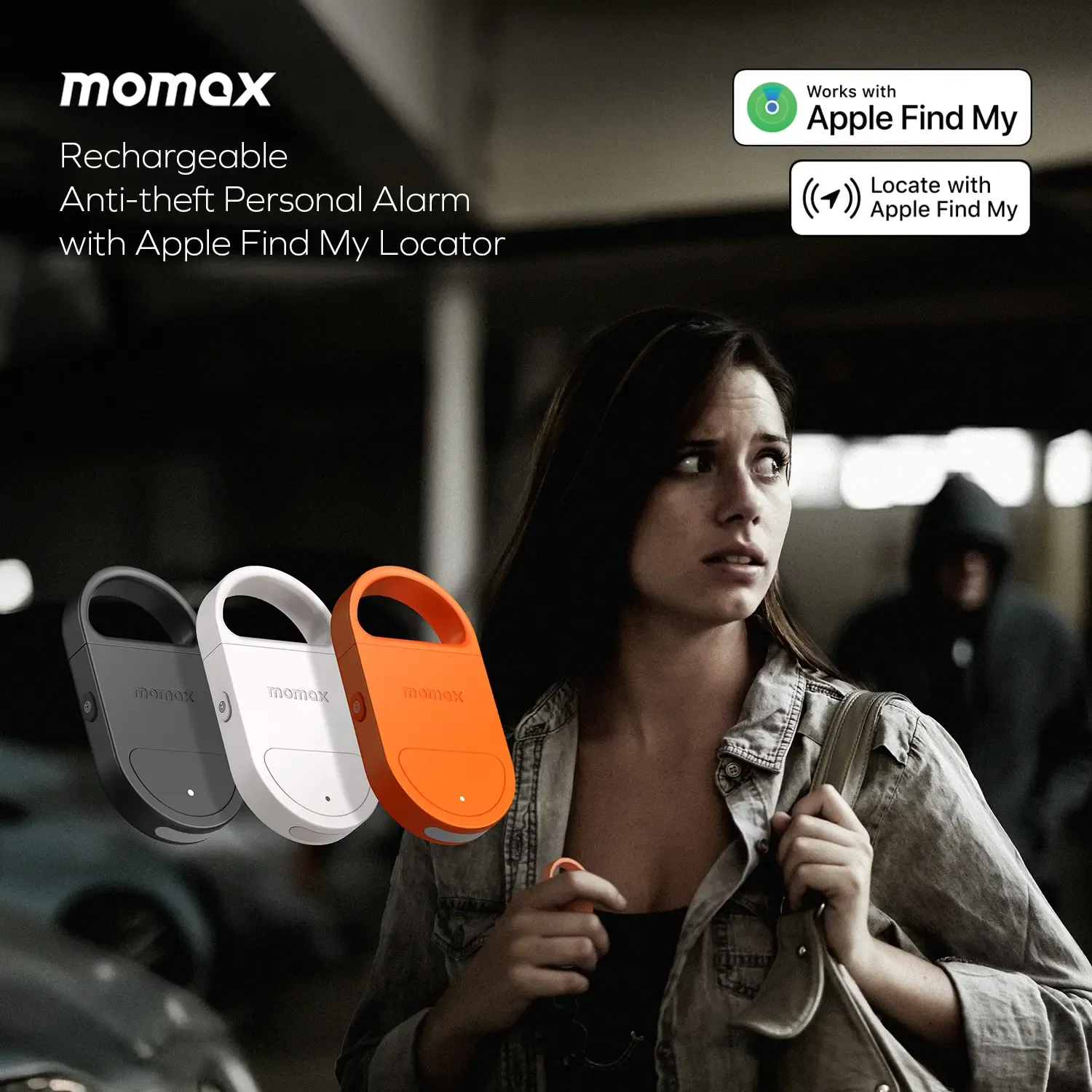 Momax BR17M PinBuzz Rechargeable Anti-theft Alarm, Orange
