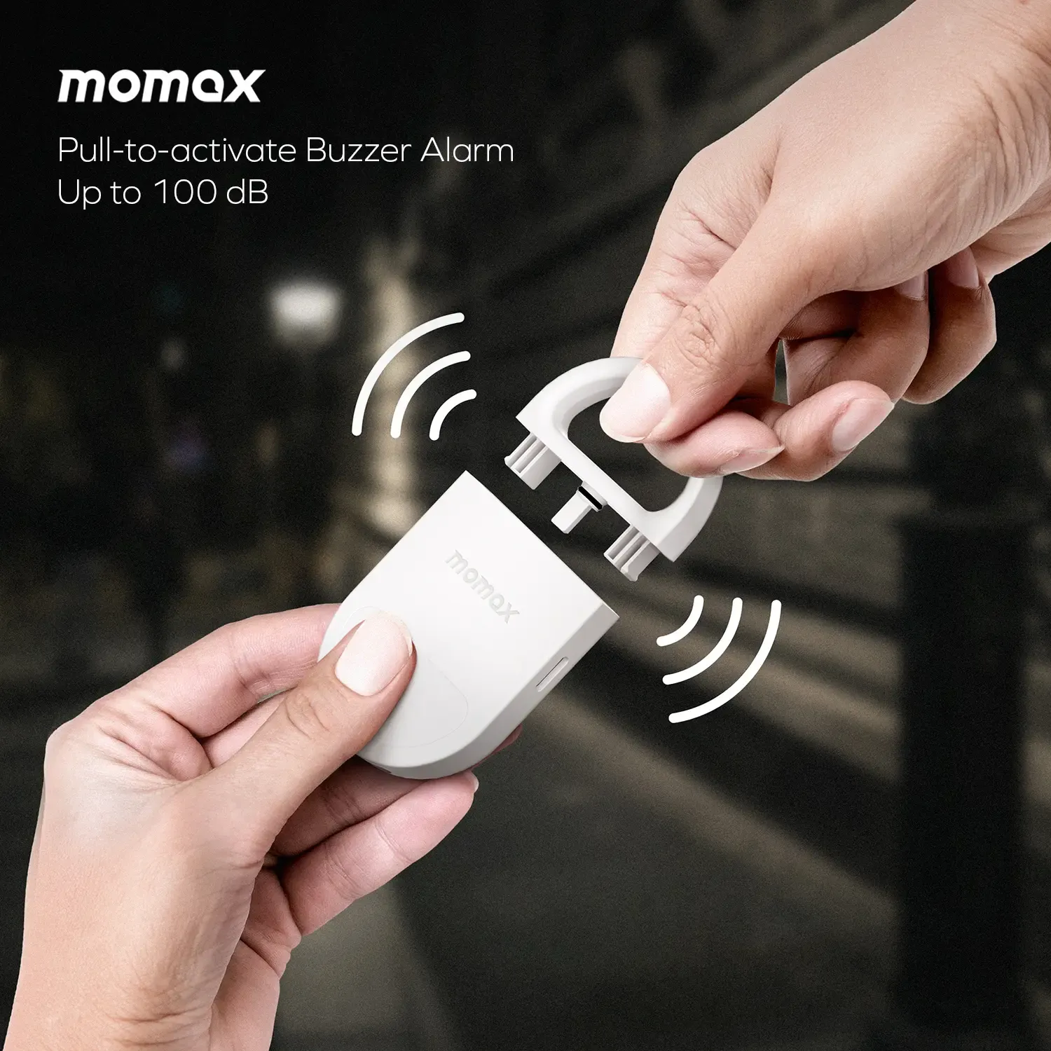 Momax BR17W PinBuzz Rechargeable Anti-theft Alarm, White