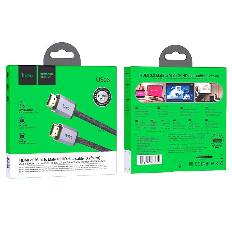 hoco US03 HDTV 2.0 Male to Male 4K HD Cable
