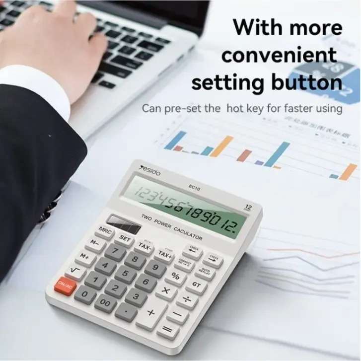 Yesido EC10 Desk Calculator with Solar and Battery Power Source