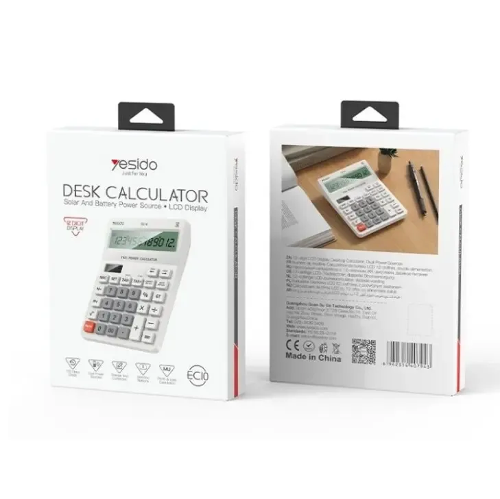 Yesido EC10 Desk Calculator with Solar and Battery Power Source