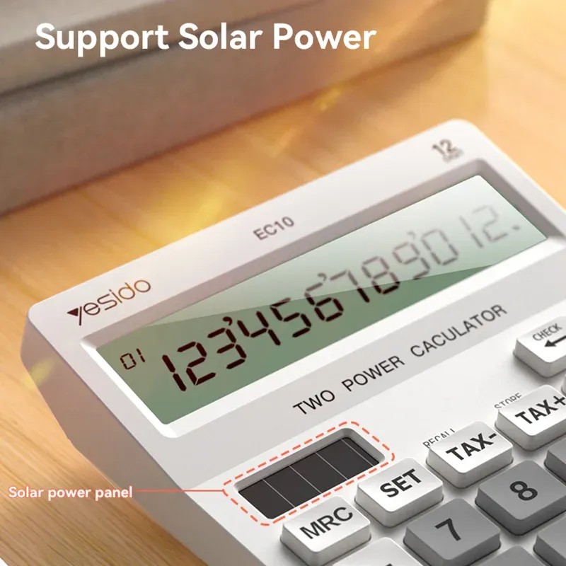Yesido EC10 Desk Calculator with Solar and Battery Power Source
