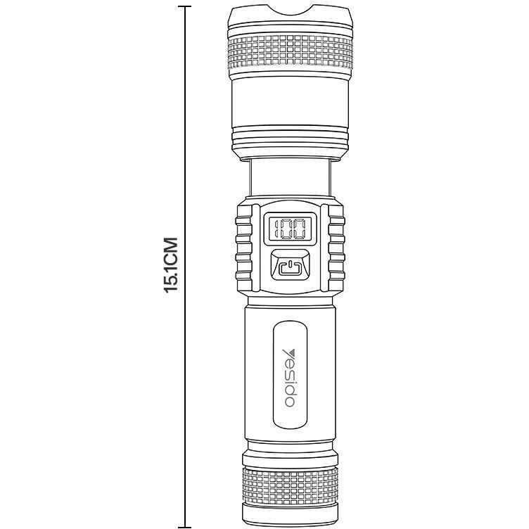 Yesido TC11 LED Flashlight 1.9m 1200mAh