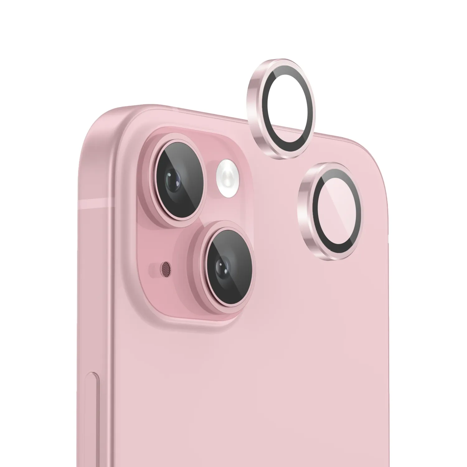Anank iPhone 15/15 Plus AR Aluminium lens Guard, Light Pink(Lens Protector)