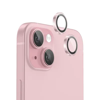 Anank iPhone 15/15 Plus AR Aluminium lens Guard, Light Pink(Lens Protector)