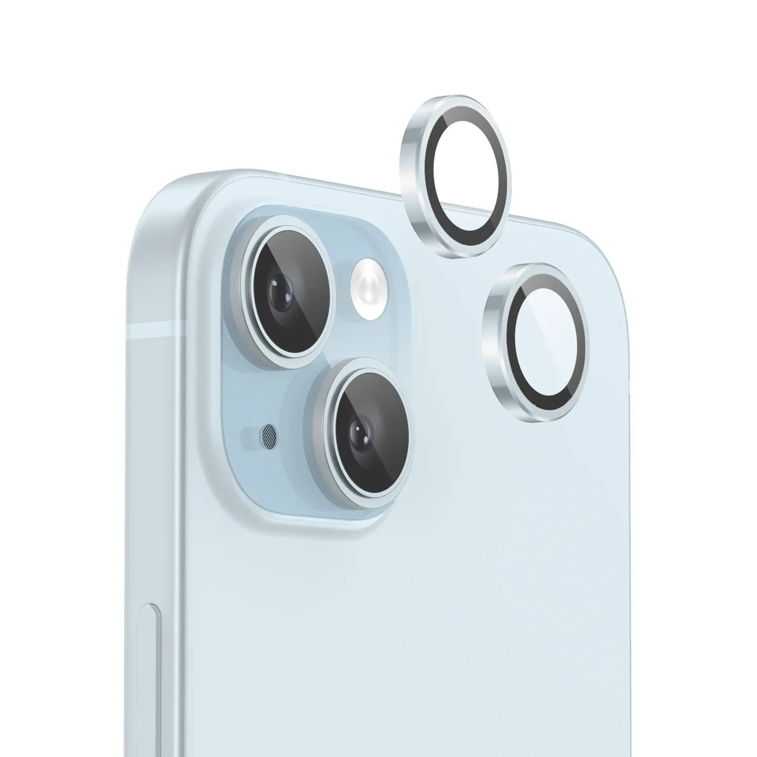 Anank iPhone 15/15 Plus AR Aluminium lens Guard, Light Blue(Lens Protector)