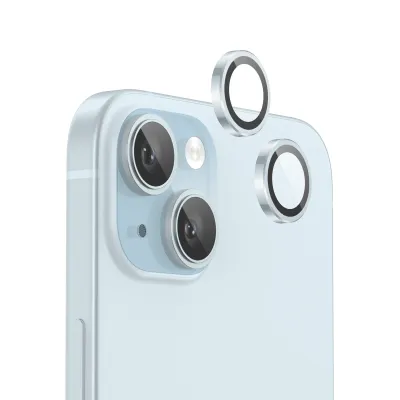 Anank iPhone 15/15 Plus AR Aluminium lens Guard, Light Blue(Lens Protector)
