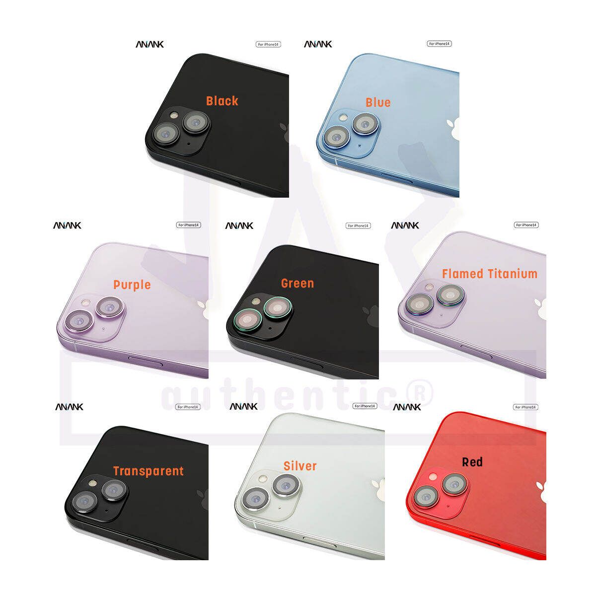 Anank iPhone 14/14 Plus AR Circle lens Guard Lens Protector, Flamed Titanium