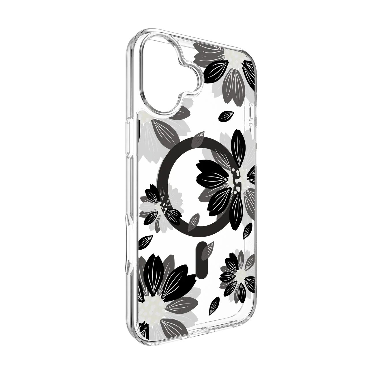 SwitchEasy iPhone 16 Plus Style M Pattern Shockproof MagSafe Case, Black Flower