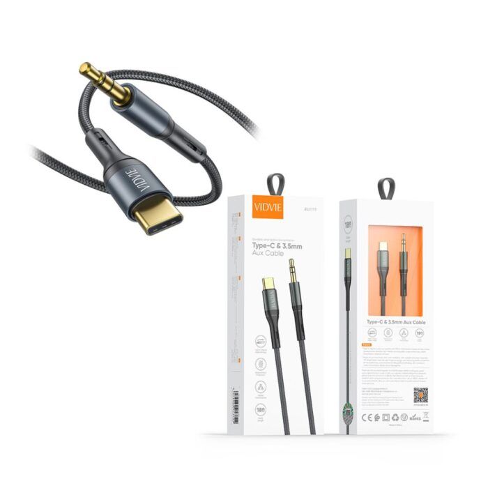 VIDVIE Type-C to 3.5mm Audio Adapter, Dark Gray