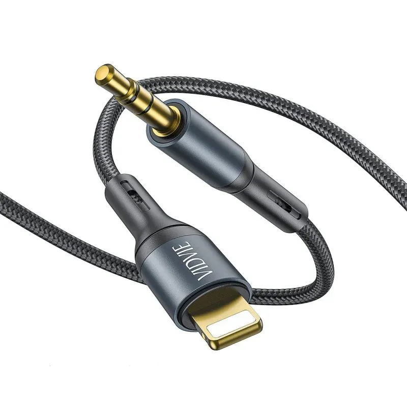 VIDVIE 2in1 Lightning to 3.5mm Audio Adapter, Dark Gray