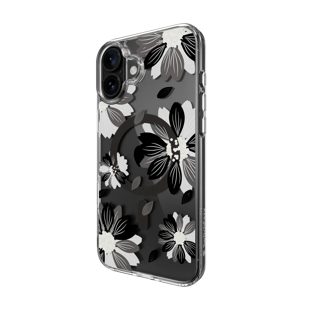 SwitchEasy iPhone 16 Style M Pattern Shockproof MagSafe Case, Black Flower