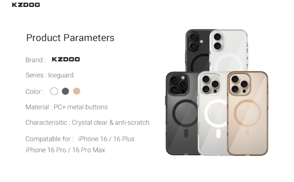 Kzdoo iPhone 16 Pro Max IceGuard, Clear