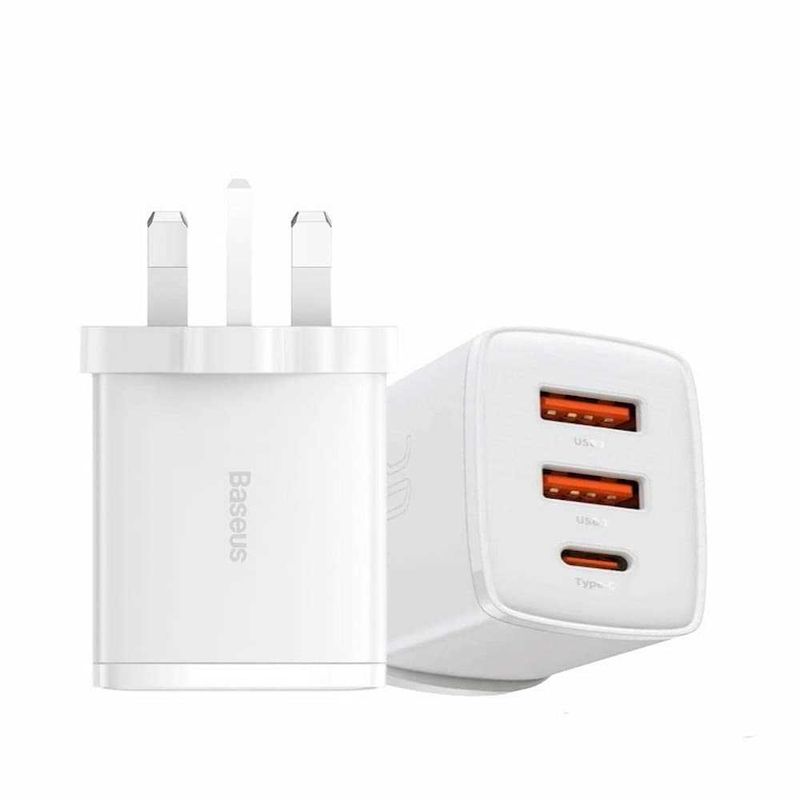 Baseus 30W Compact Fast Charger 2U+C UK WHITE