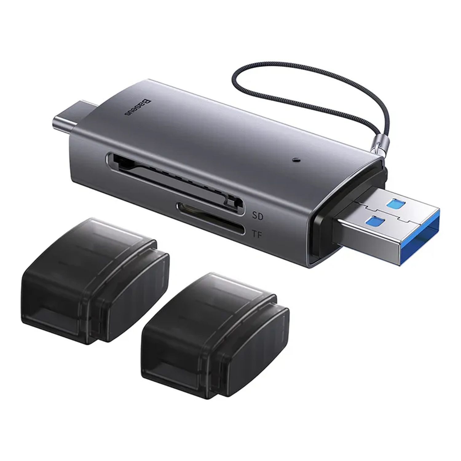 Baseus Lite Series USB-A   Type-C to SD/TF Card Reader, Grey