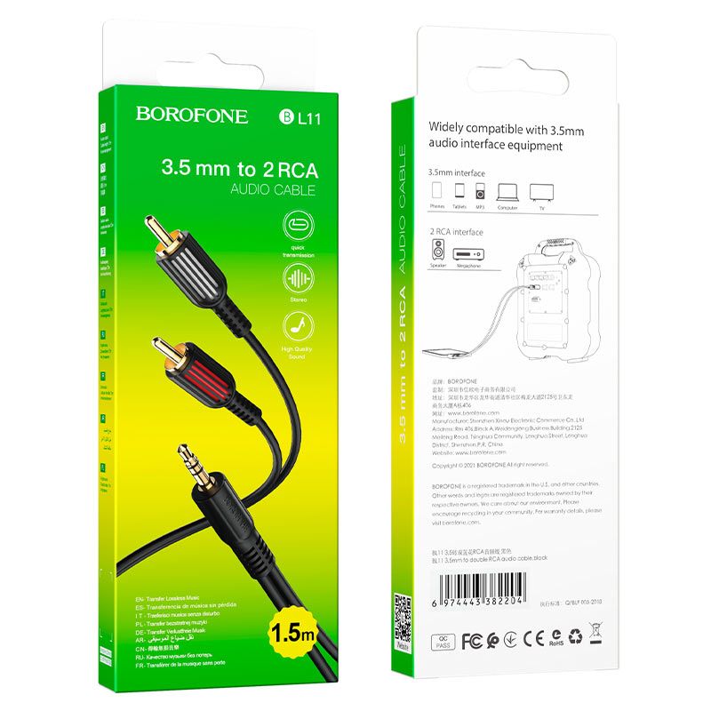 Borofone BL11 1.5m 3.5mm to 2 RCA Cable