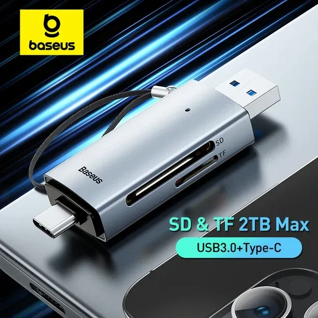 Baseus Lite Series USB-A   Type-C to SD/TF Card Reader, Grey