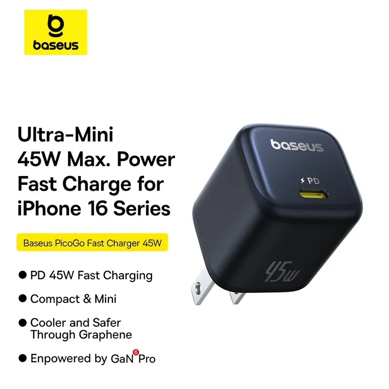 Baseus PicoGo Charger PD 45W 1C, Black