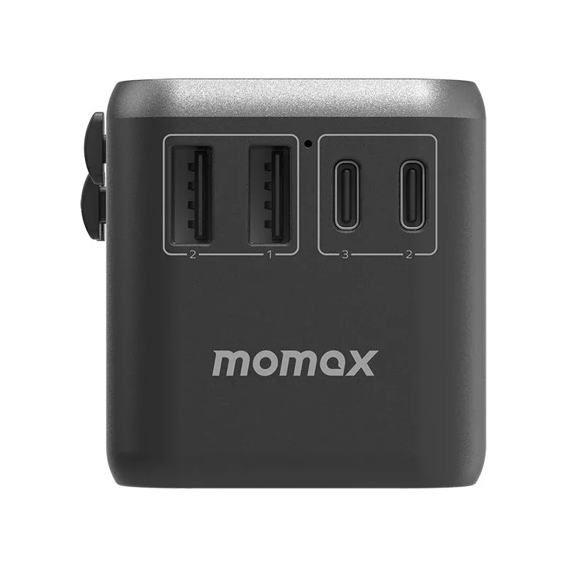 Momax UA8D 65W GaN 5-Port + AC Travel Adapter, Black