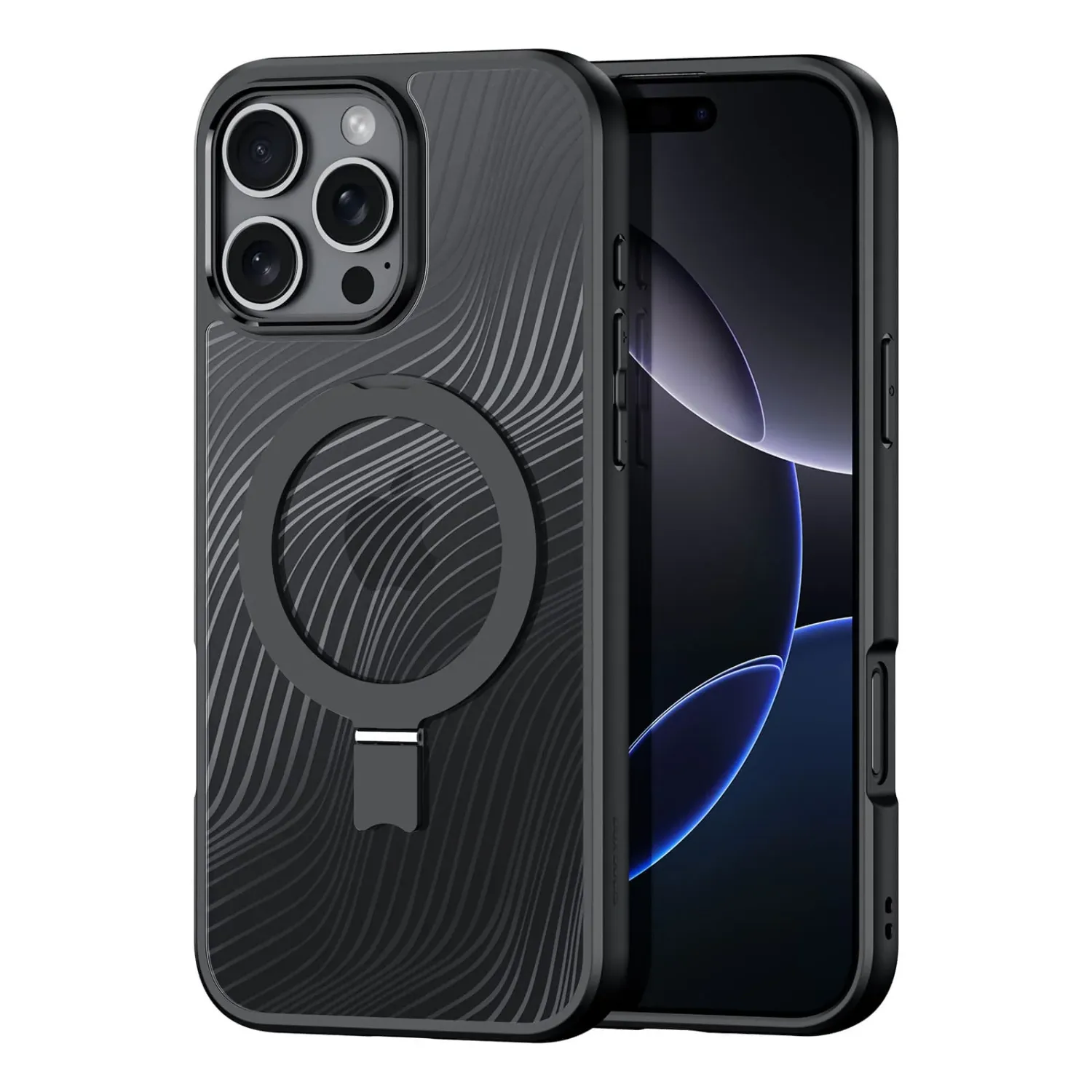 DuxDucis iPhone 16 Pro Aimo with Magnetic Stand, Black