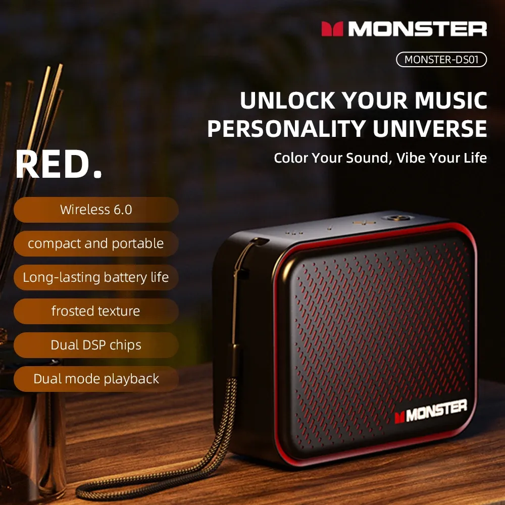 Monster Soudbase DS01 Portable Bluetooth Speaker, Red
