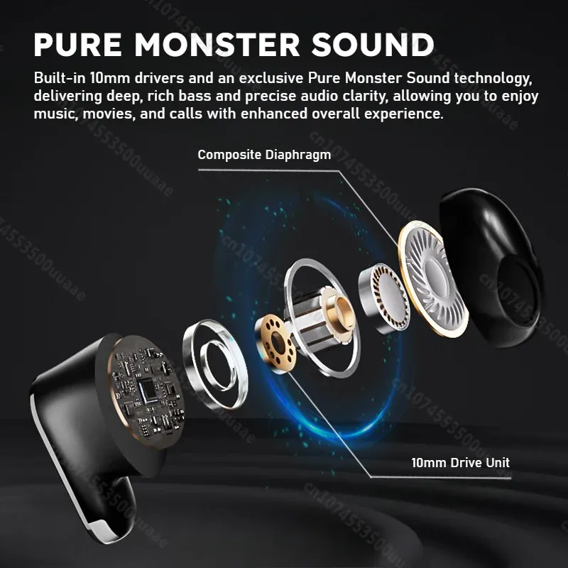 Monster GT19 Aura Fit True Wireless Stereo Earbuds, Black