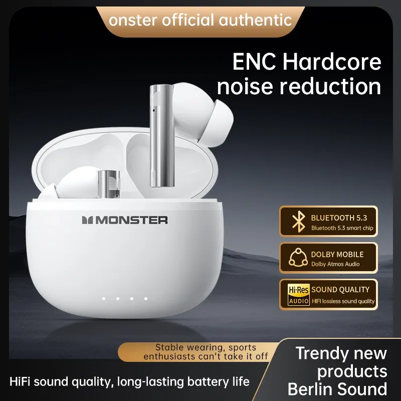 Monster GT23 Aura Fit True Wireless Stereo Earbuds, White