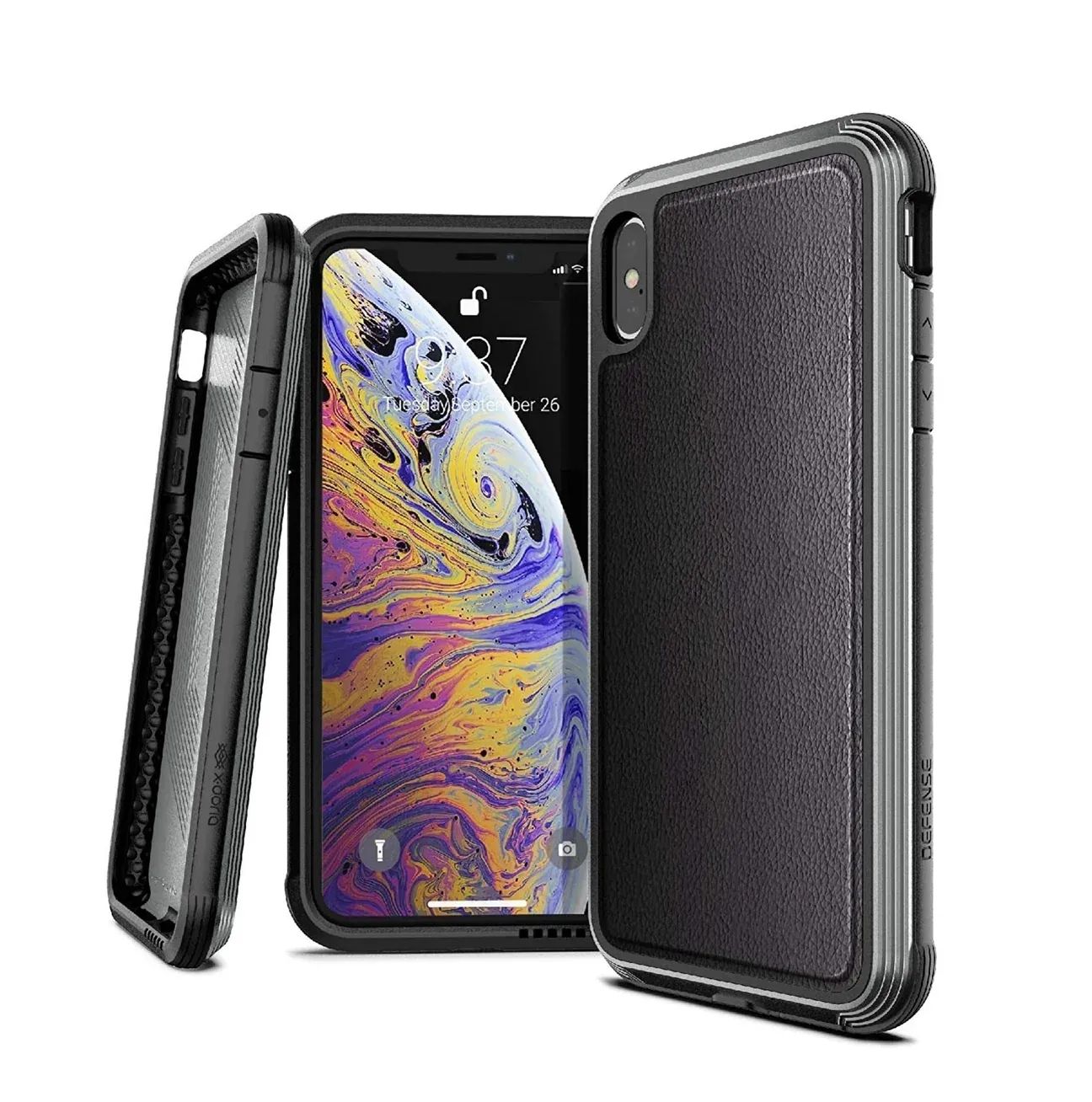 X-Doria iPhone Xs Max Defense Lux, Black Leather - view 3