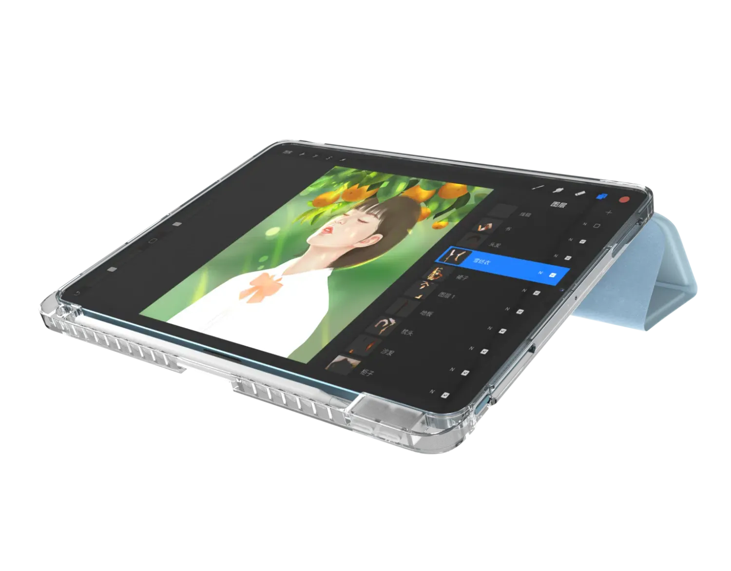 Comma iPad Pro 13 (2024) 360 Rotation Case With Pencil Slot, Blue