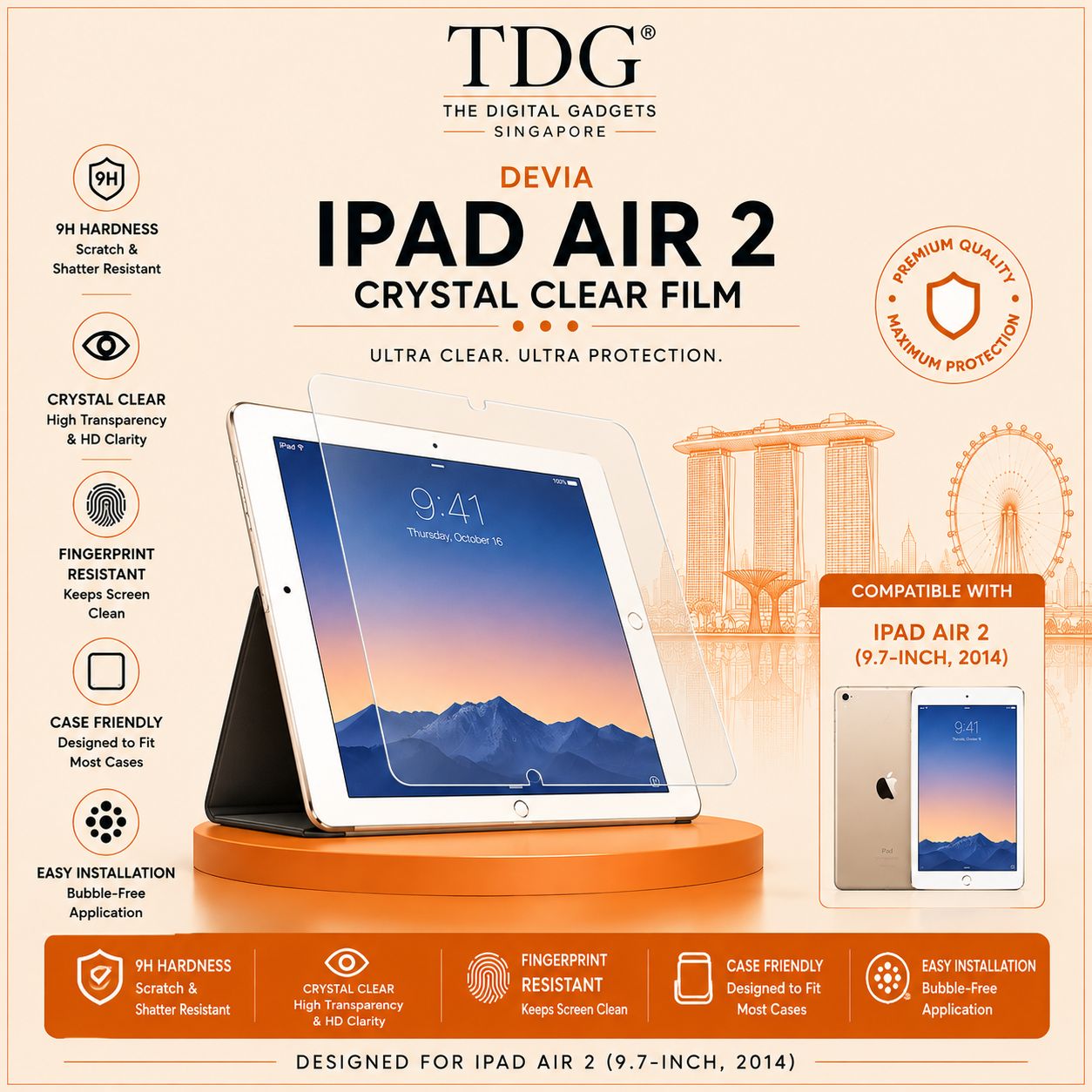 Devia iPad Air 2 Crystal Clear Film
