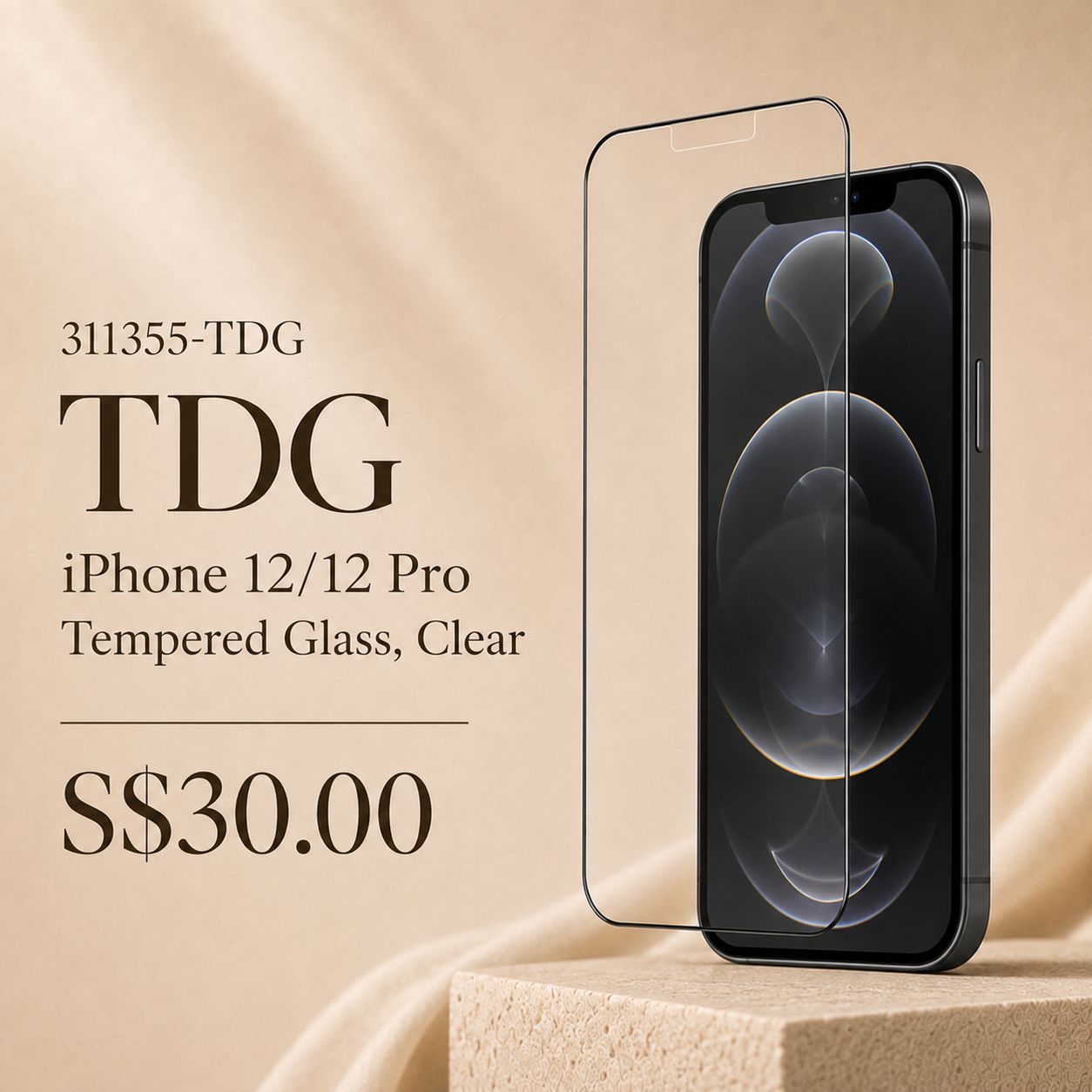 TDG iPhone 12/12 Pro Tempered Glass, Clear
