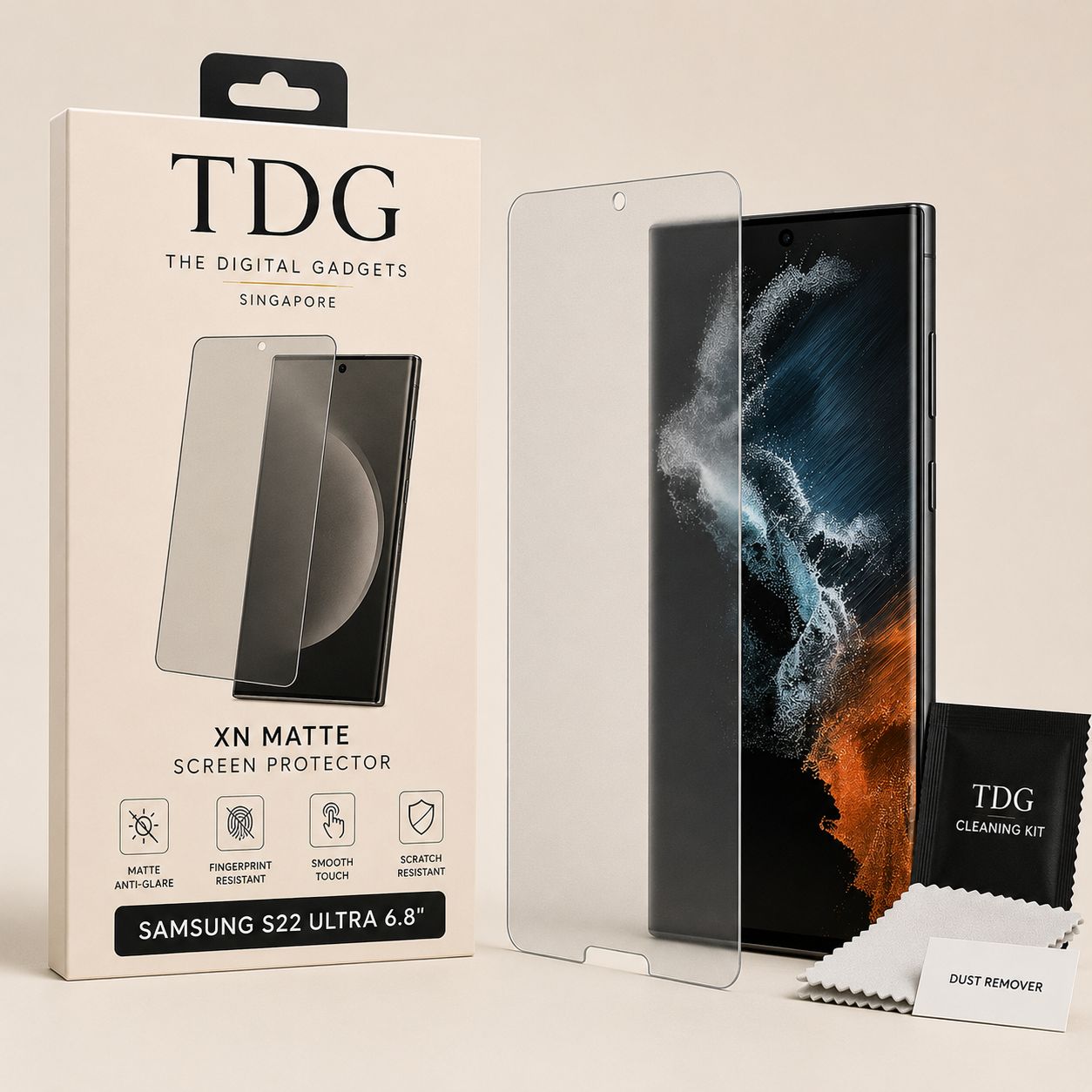 TDG XN Matte Screen Protector for Samsung Galaxy S22 Ultra 6.8"