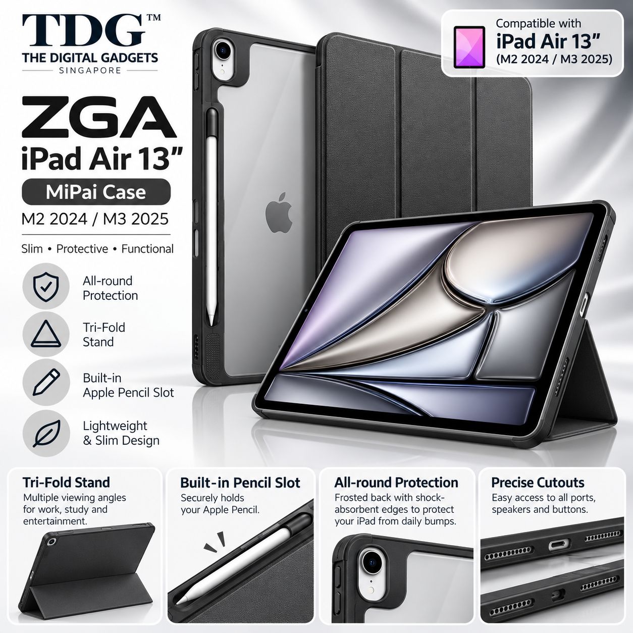 ZGA iPad Air 13 MiPai Case Black