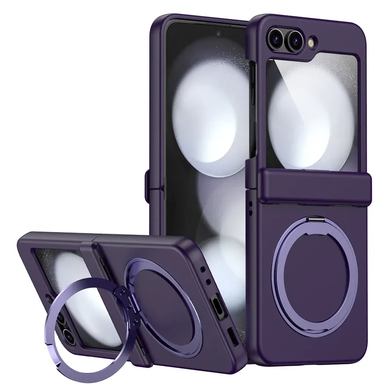 TDG Samsung Galaxy Z Flip 6 Case with 360 Rotatable Stand, Purple
