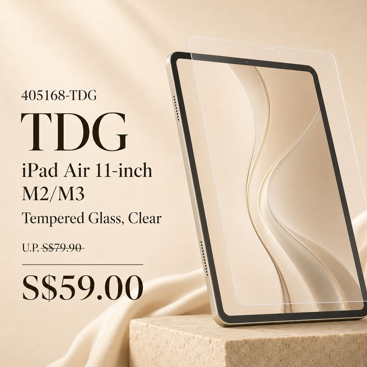 TDG iPad Air 11-inch M2/M3 Tempered Glass, Clear