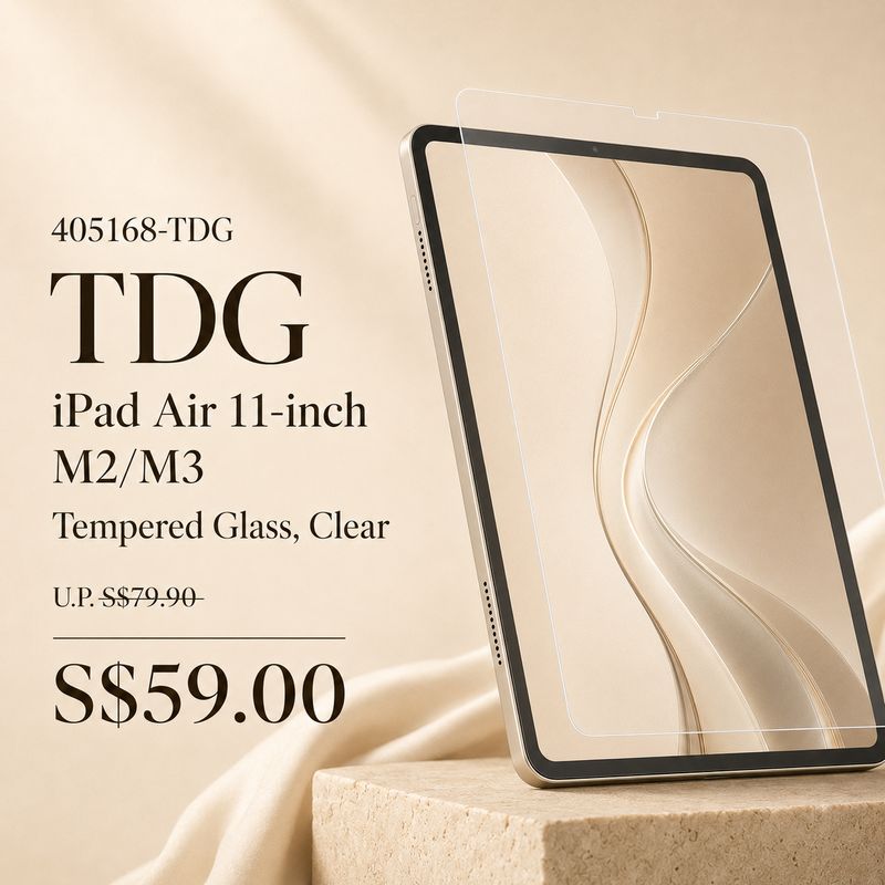 TDG iPad Air 11 2024 M2/2025 M3 Tempered Glass, Clear TDG iPad Air 11 2024 M2/2025 M3 Tempered Glass, Clear