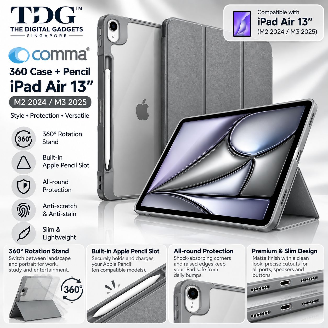 Comma 360 Case+Pencil - Air13 Black