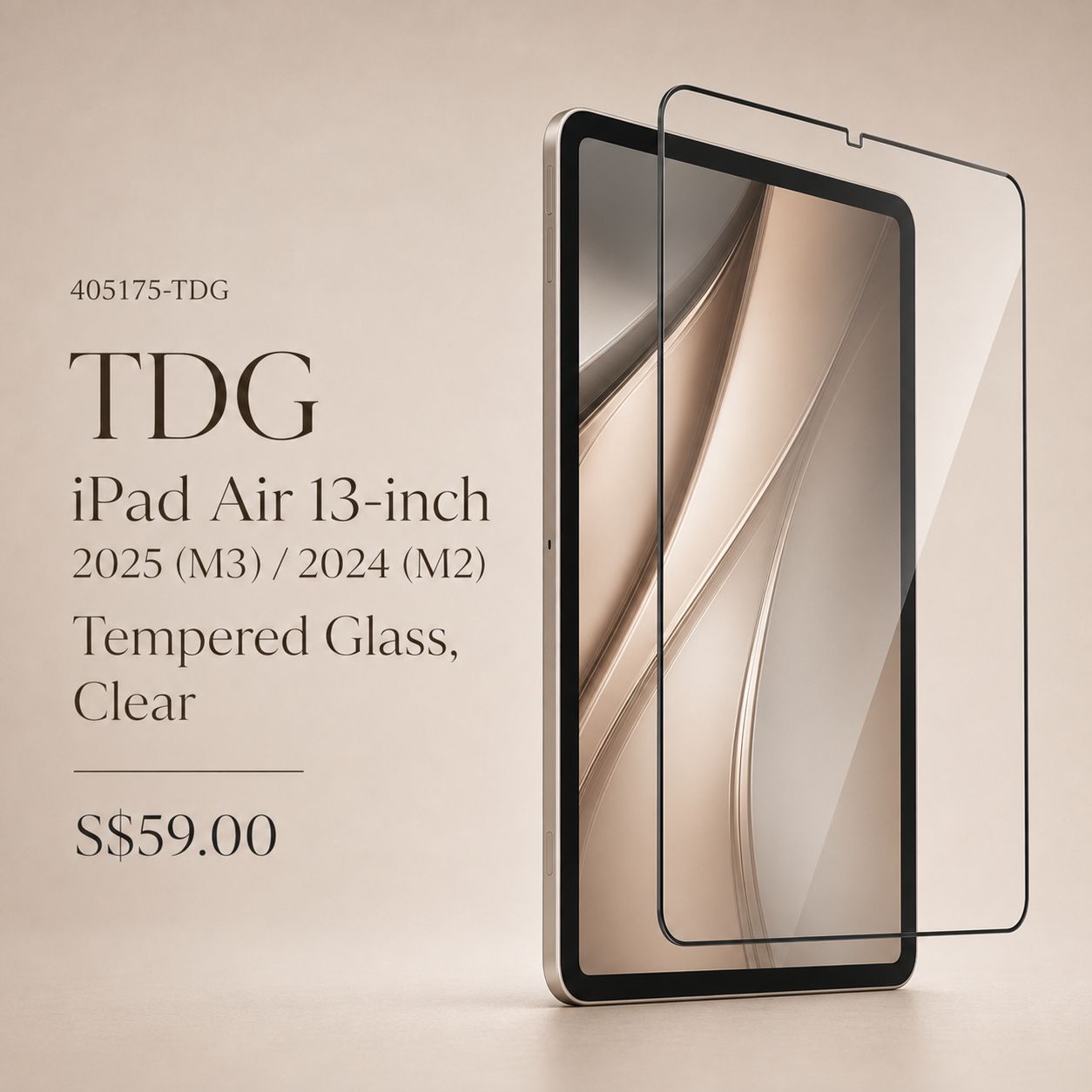 TDG iPad Air 13inch, 2025 (M3)/2024 (M2) T.Glass, Clear