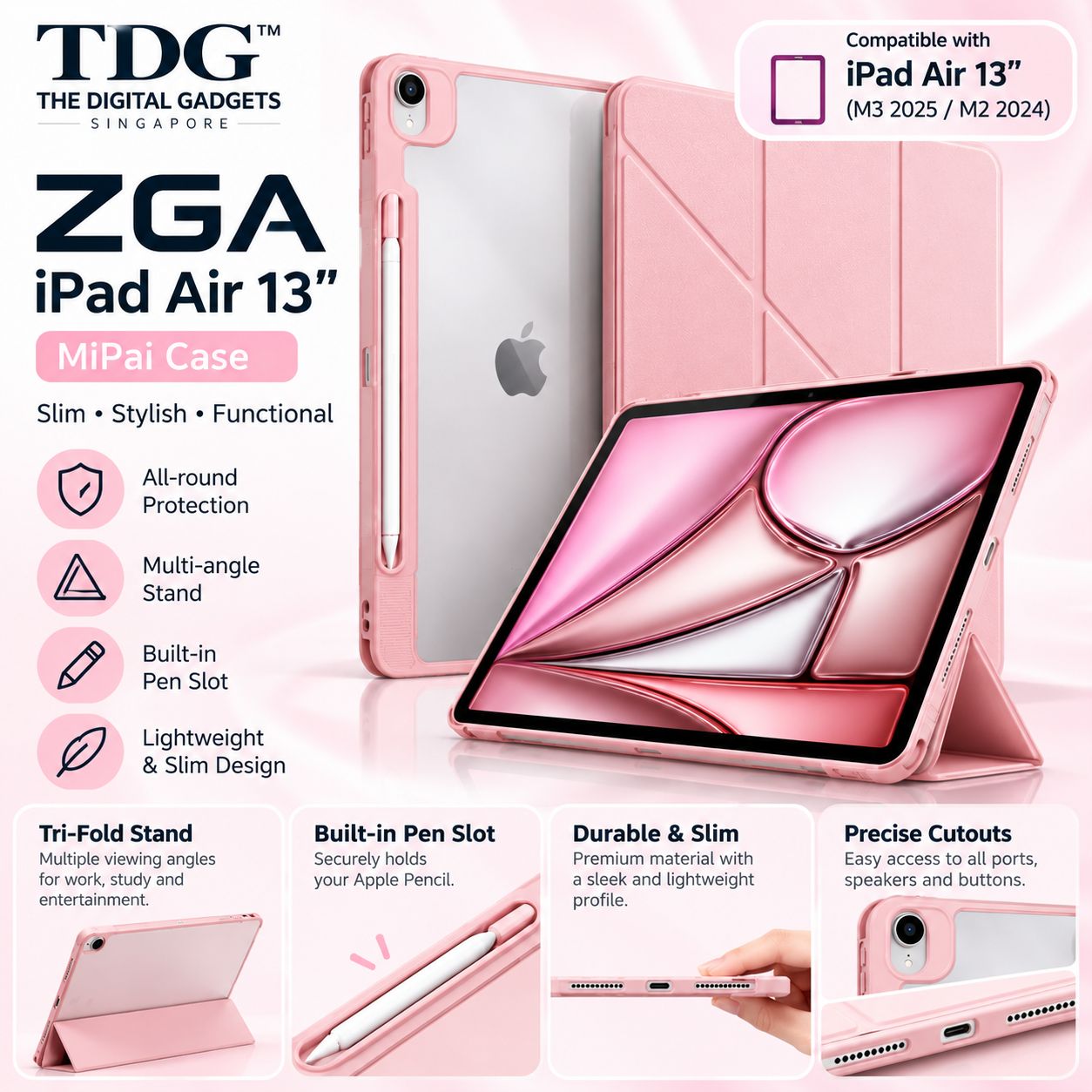ZGA iPad Air 13 MiPai Case Pink